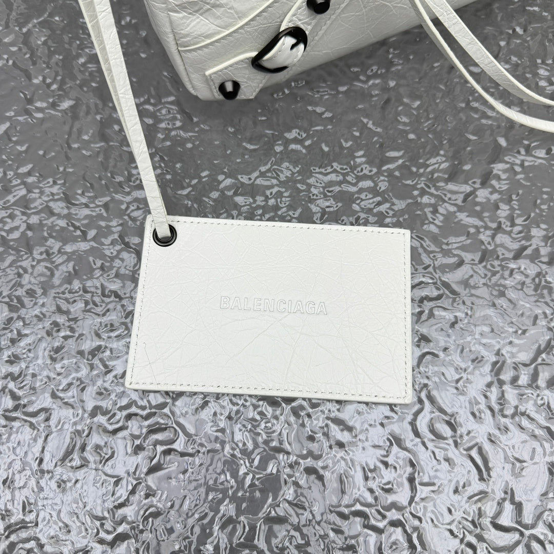 Balenciaga Le City Studded White Leather Satchel