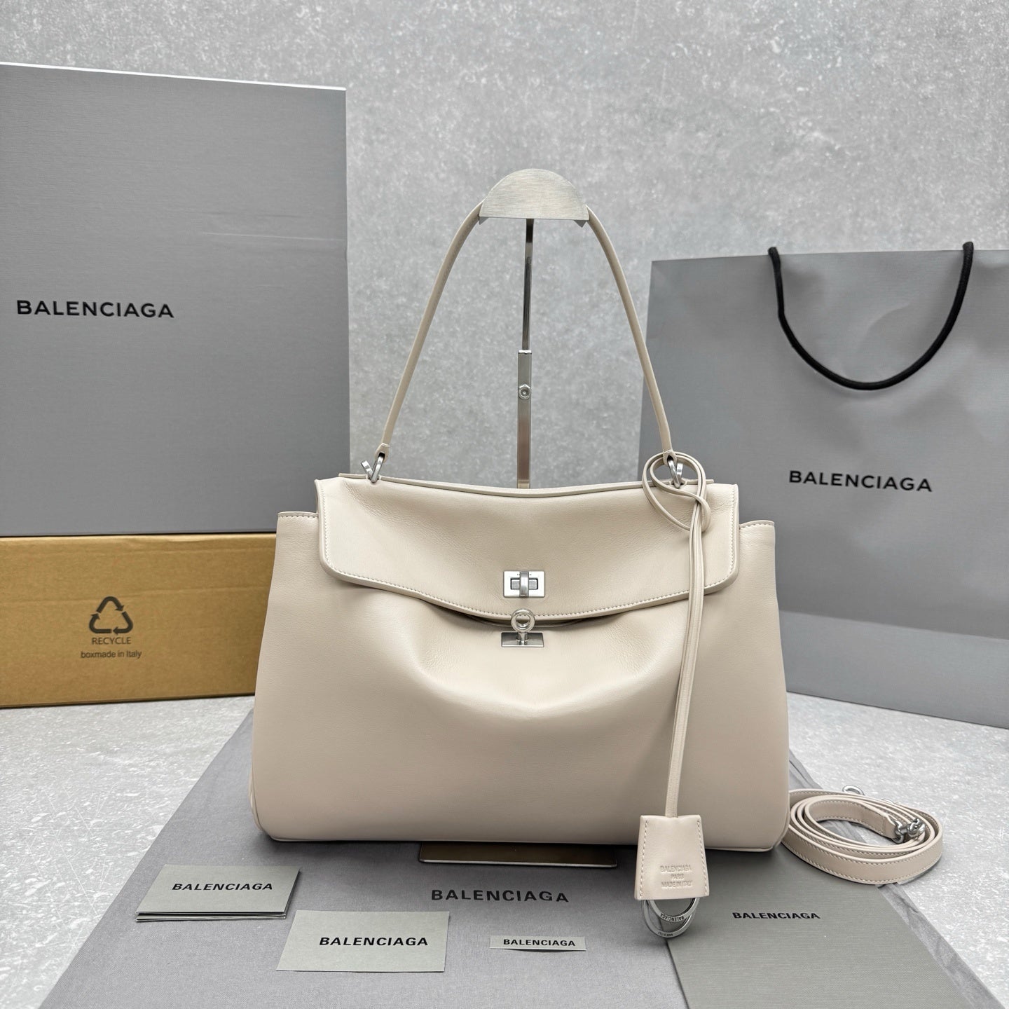 Balenciaga Rodeo Almond Leather Handbag