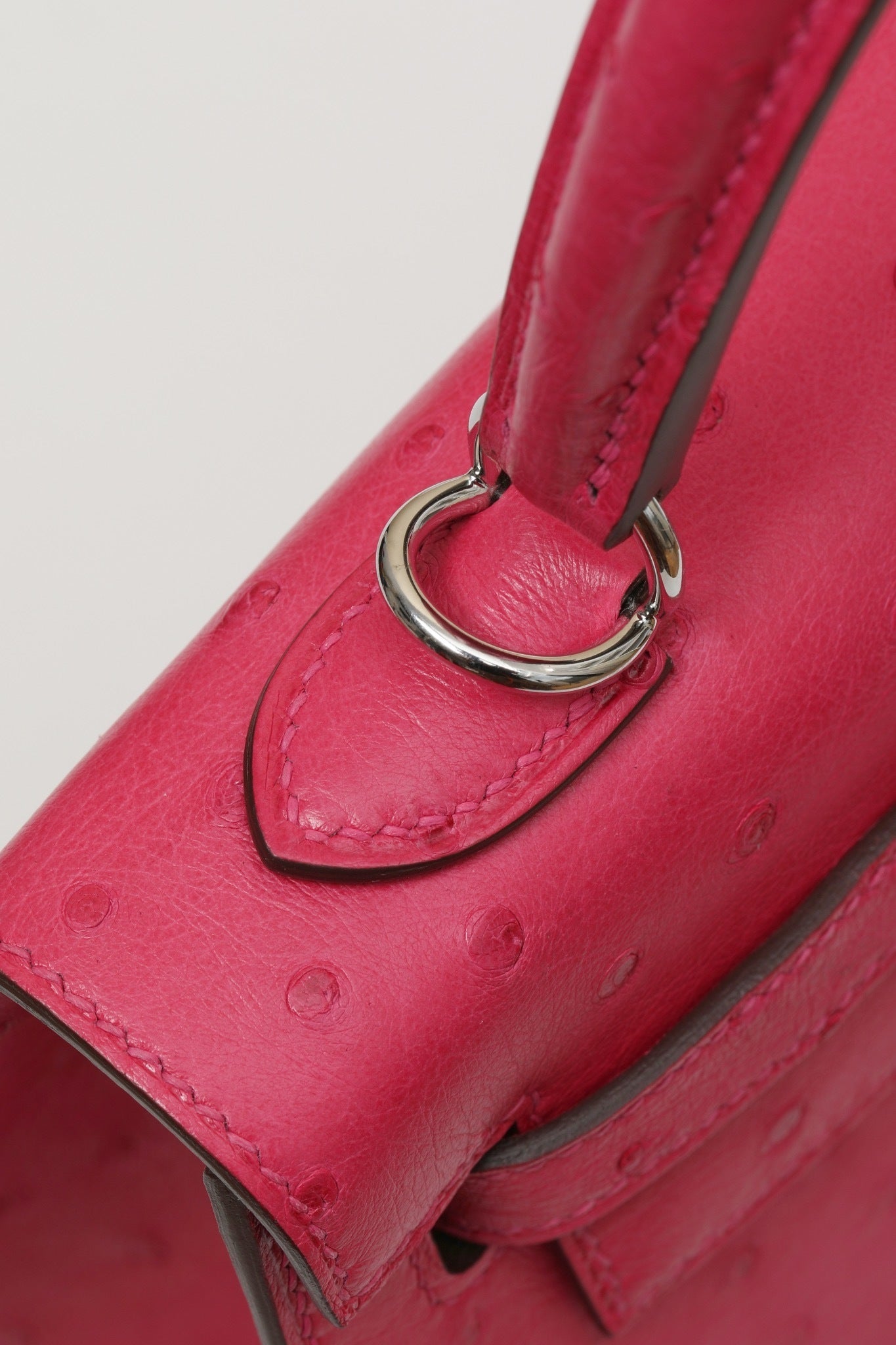 Hermès Kelly 25 Sellier Rose Tyrien Ostrich