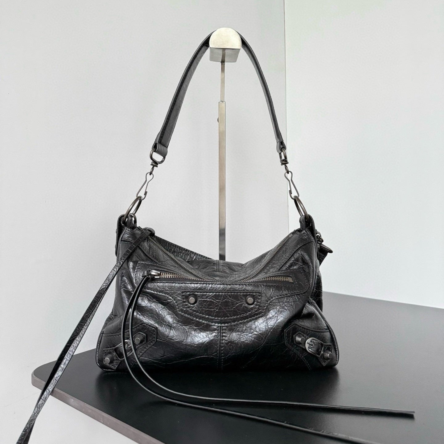 Balenciaga Le City Moto Medium Leather Shoulder Bag