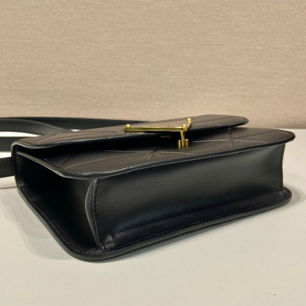 Prada Quilted Nappa Leather Shoulder Bag with Gold Triangle Logo