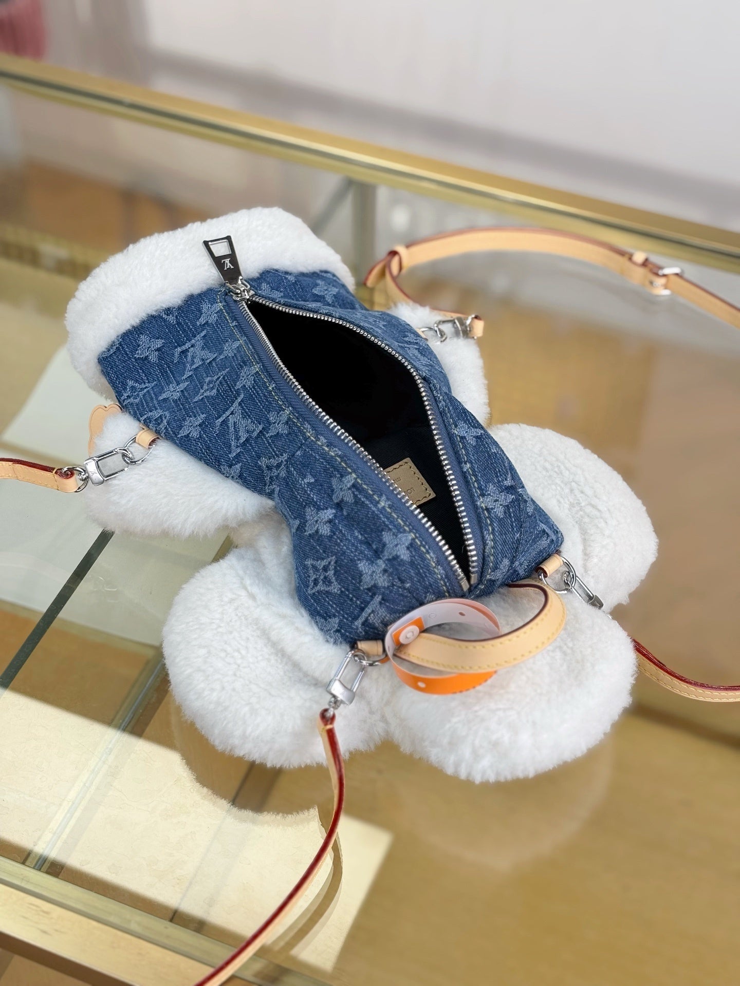 Louis Vuitton Vivienne Backpack in Merino Shearling & Denim – Washed Jeans