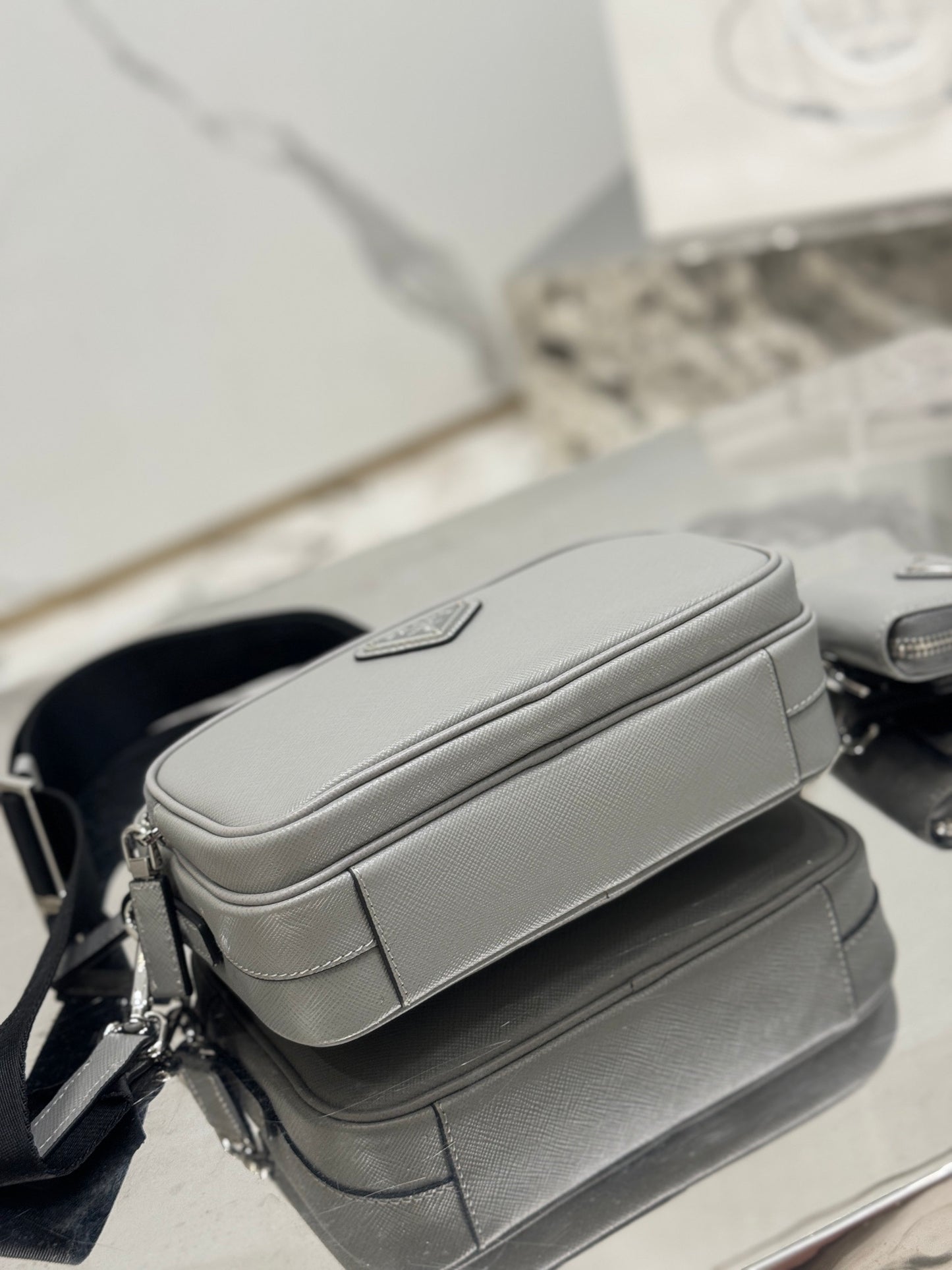 Prada Men's Saffiano Leather Crossbody Bag with Pouch – Luxury Designer Shoulder Bag