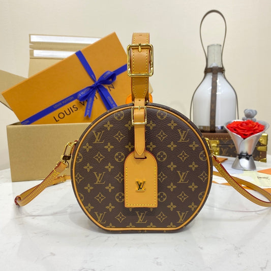 Louis Vuitton Petite Boite Chapeau Bag – Monogram Canvas with Cowhide Leather & Gold Hardware