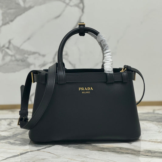 Prada Buckle Small Grainy Leather Handbag