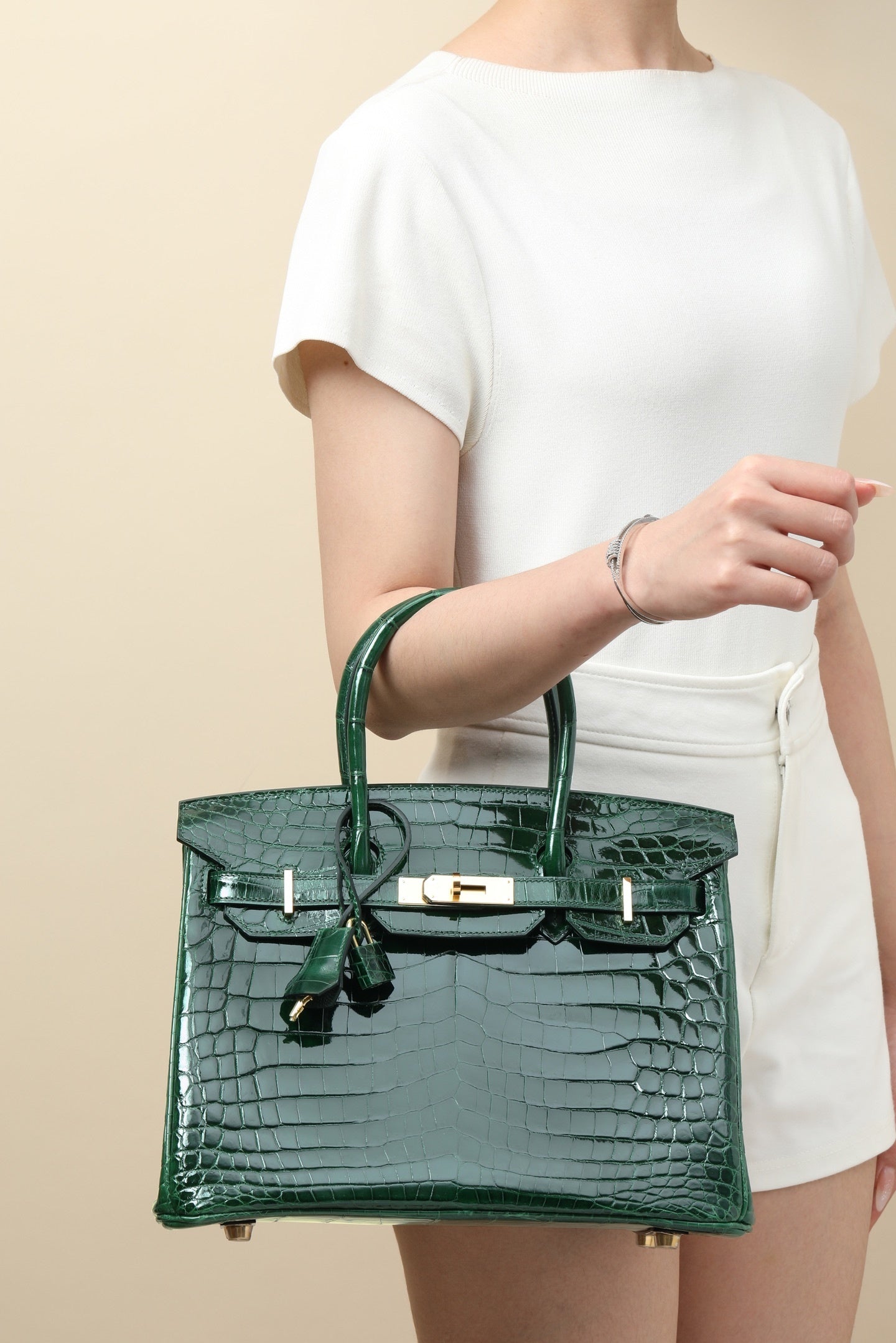 Hermès Birkin 30 Vert Emerald Crocodile Gold