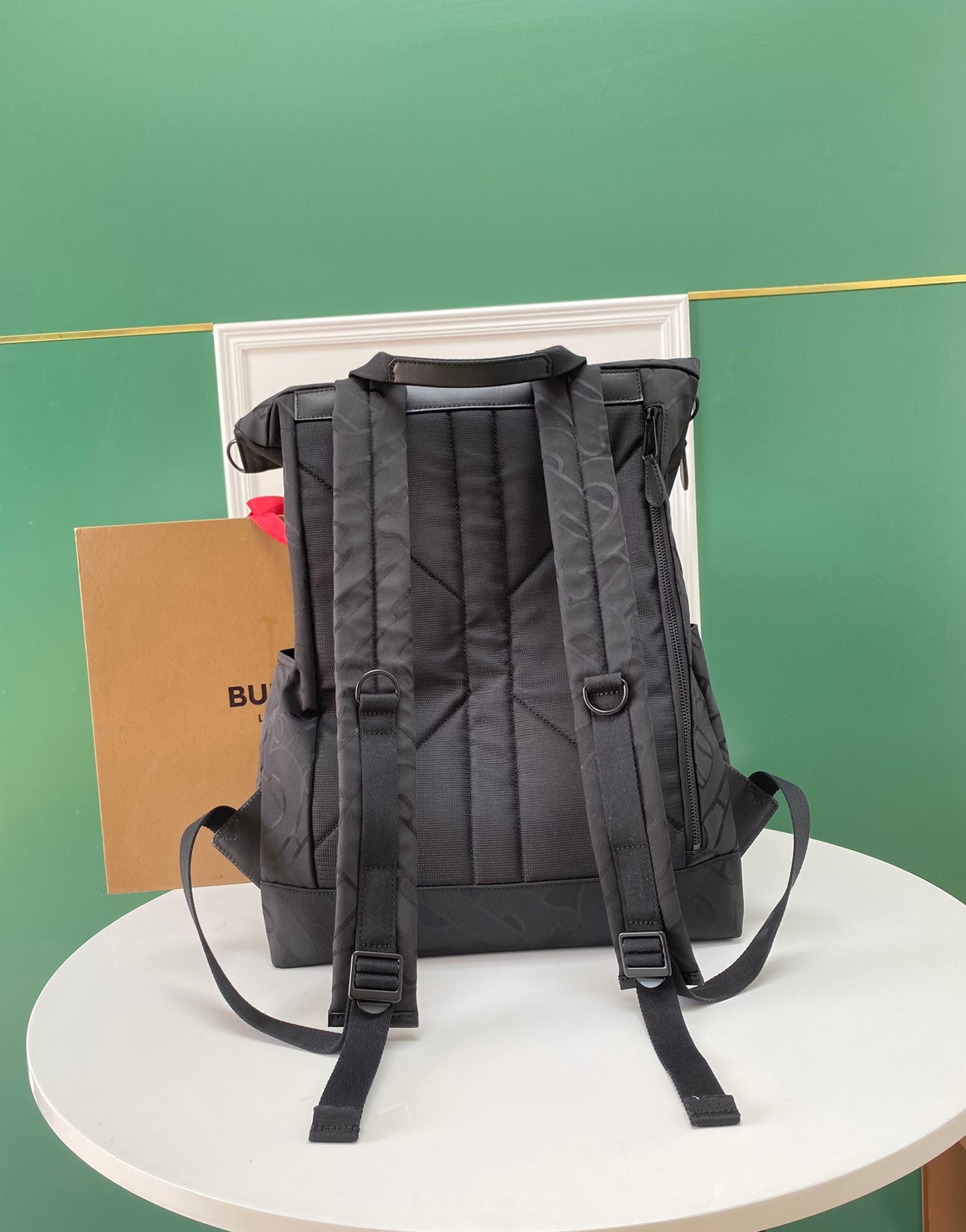 Burberry Orville Monogram Jacquard Backpack with Foldover Flap