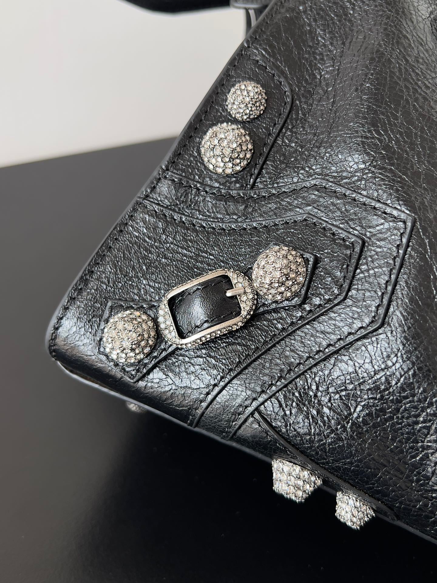 Balenciaga Neo Cagole City Black Rhinestone Handbag