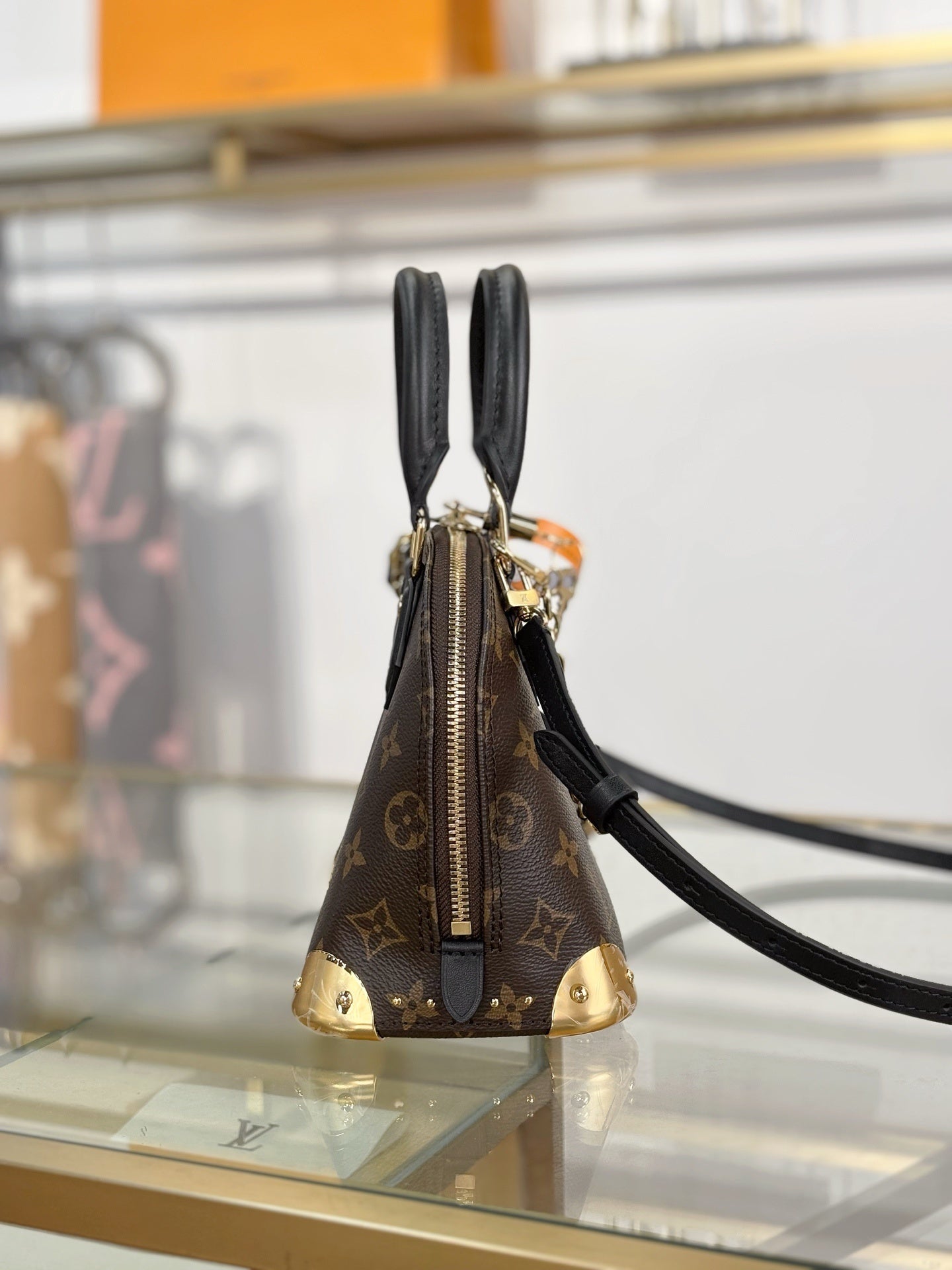 Louis Vuitton Alma Trunk BB Handbag in Monogram Canvas with Black Leather Trim