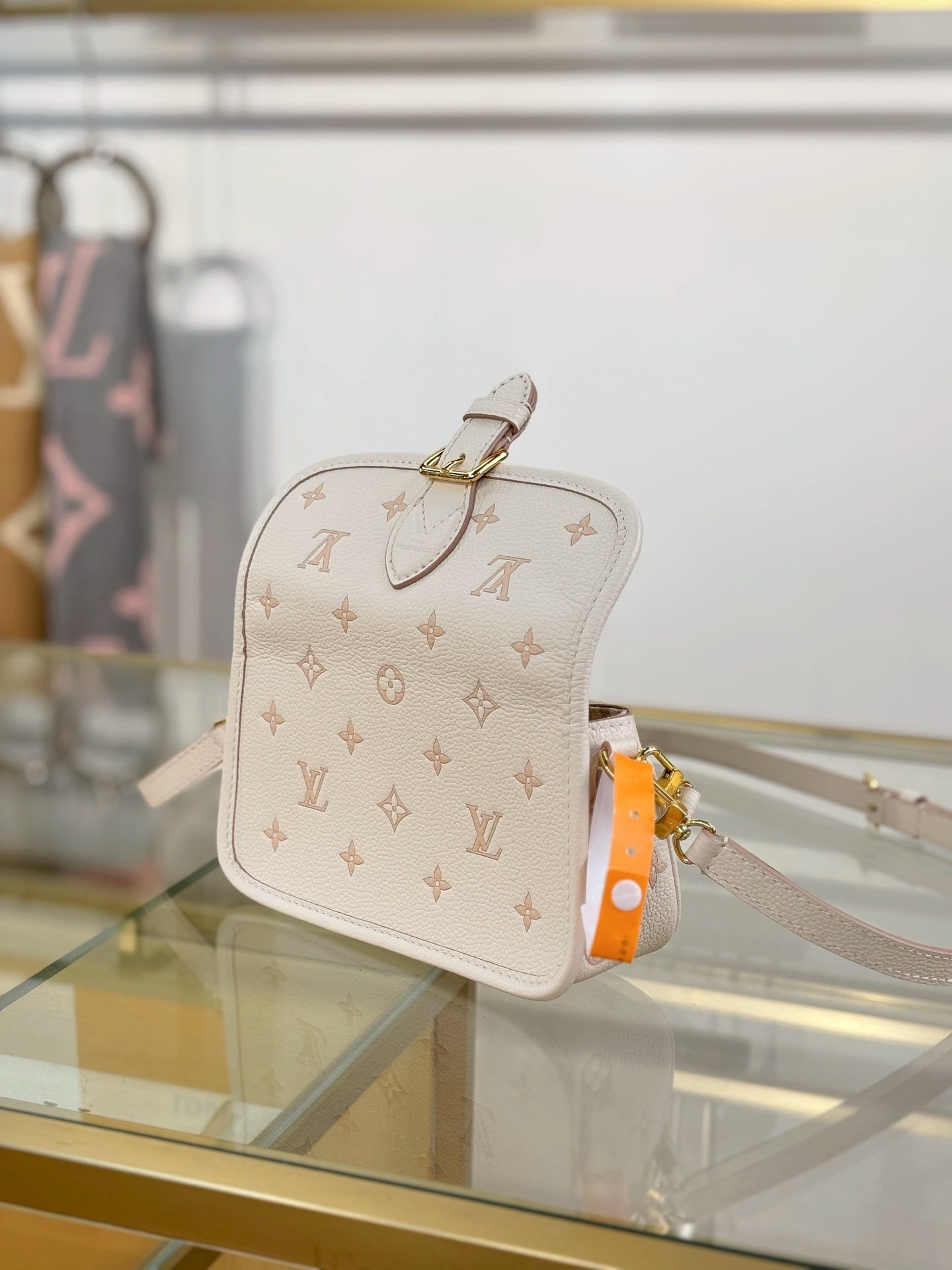 Louis Vuitton Nano Diane Bag in Bicolor Monogram Empreinte Leather (Creme & Pink)