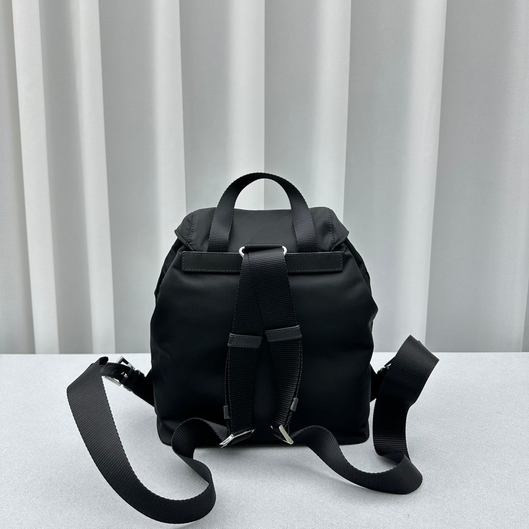 Prada Black Re-Nylon Backpack with Saffiano Leather Trim