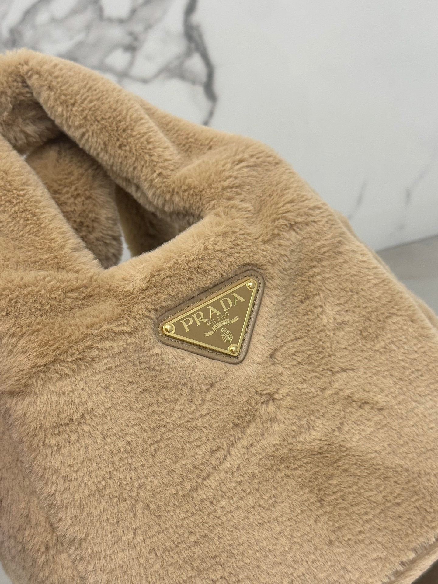 Prada Shearling Mini Handbag – Beige