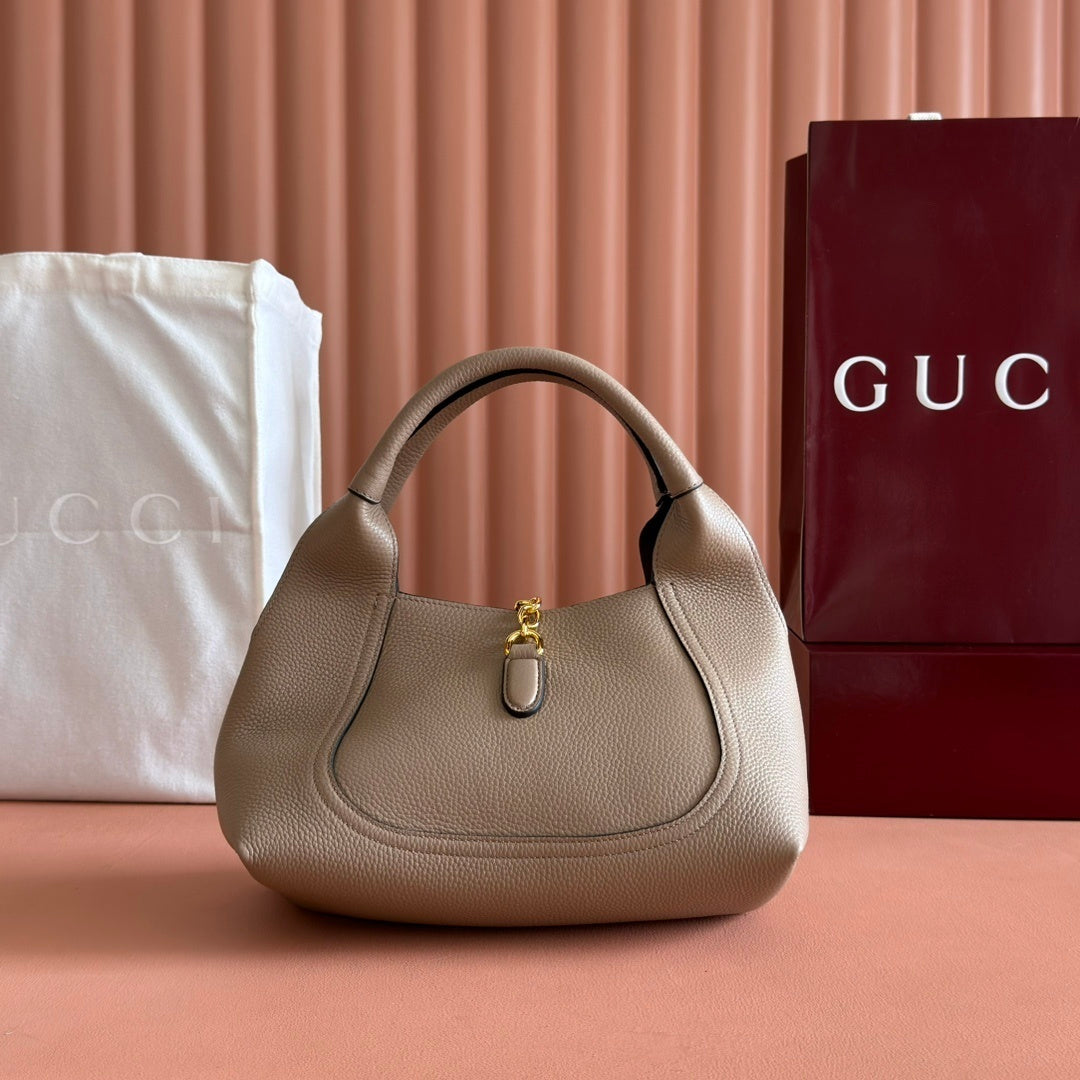 Gucci Softbit Grained Calf Leather Bag with Gold Half Horsebit Hardware