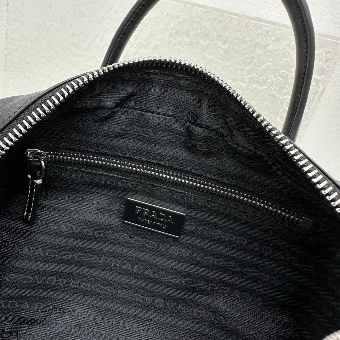 Prada Boston Black Leather Top Handle Bag
