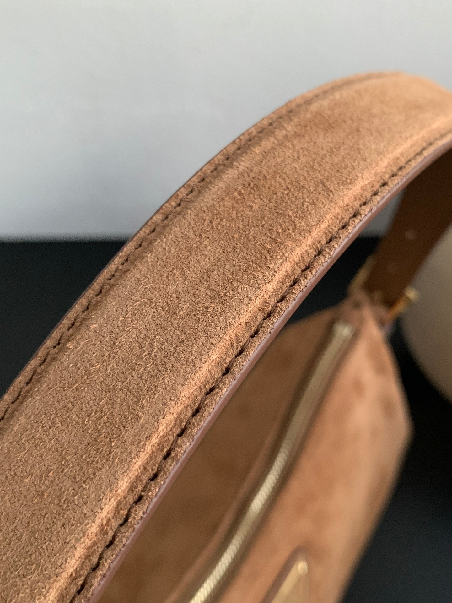Prada Aimée Medium Brown Suede Shoulder Bag