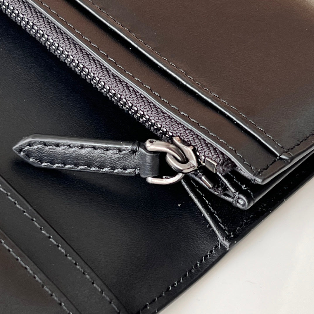 Burberry London England Charcoal Check Textured Leather Wallet