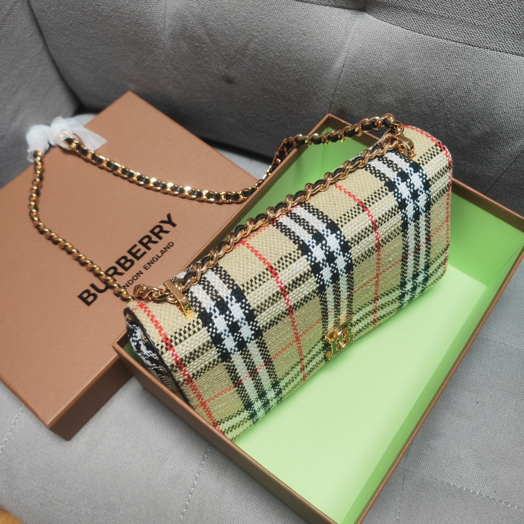 Burberry Small Lola Shoulder Bag in House Check Bouclé Tweed