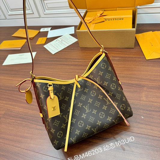 Louis Vuitton CarryAll PM Handbag – Monogram Canvas with Natural Leather Trim