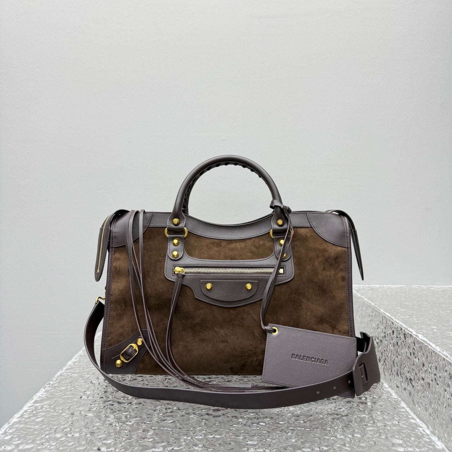 Balenciaga Le City Medium Moka Brown Suede Bag