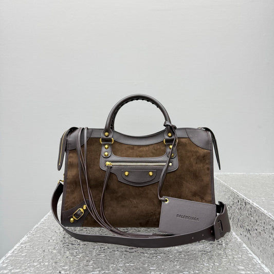 Balenciaga Le City Medium Moka Brown Suede Bag