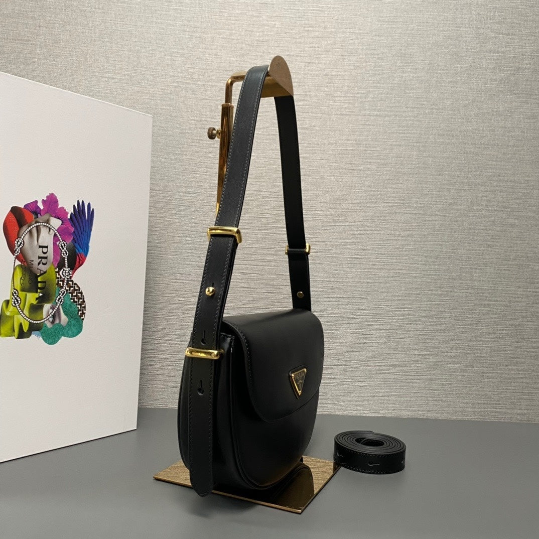 Prada Arqué Leather Shoulder Bag with Flap