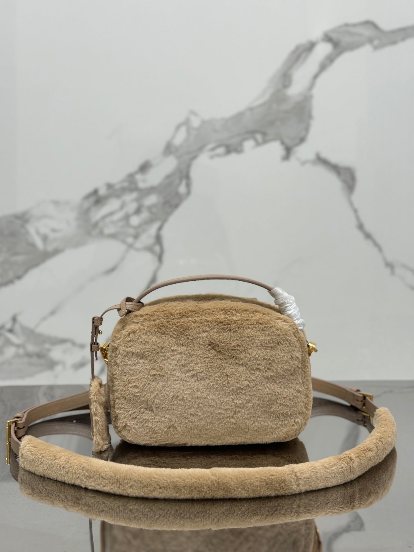 Prada Odette Shearling Mini Bag – Beige