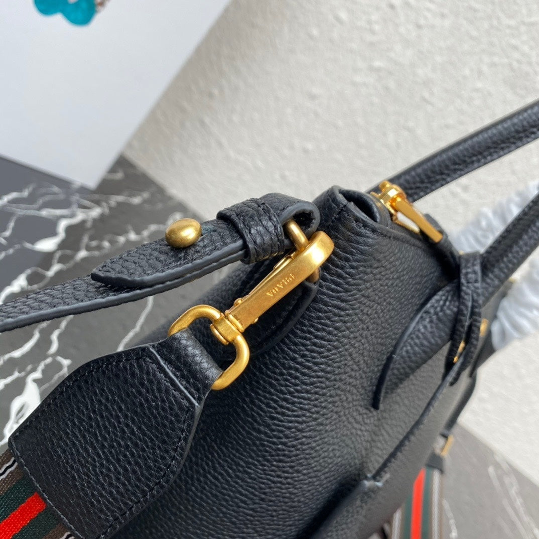 Prada Vitello Daino Leather Satchel – Black (Model 1BA157)