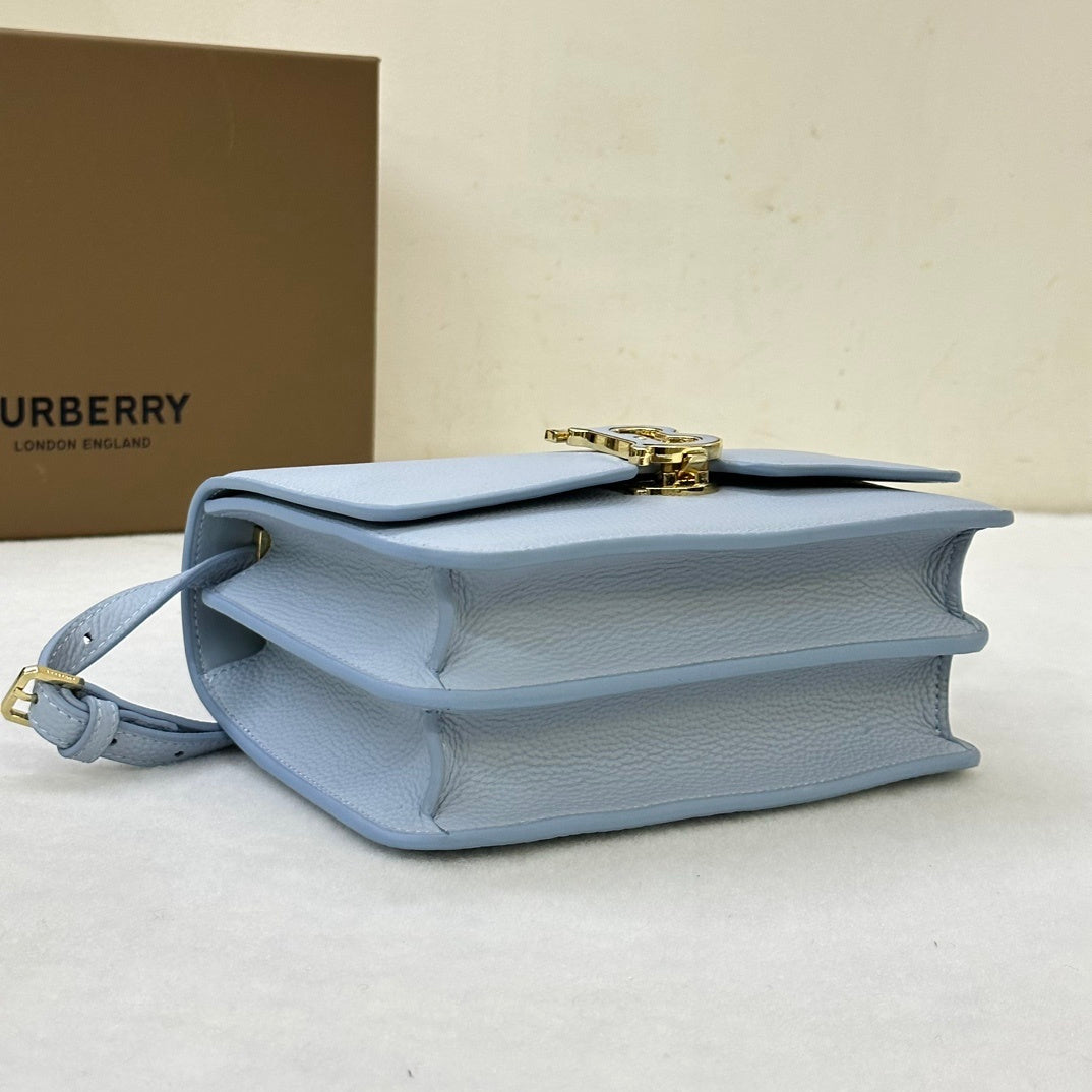 Burberry Small TB Leather Bag in Pale Blue with Thomas Burberry Monogram Clasp