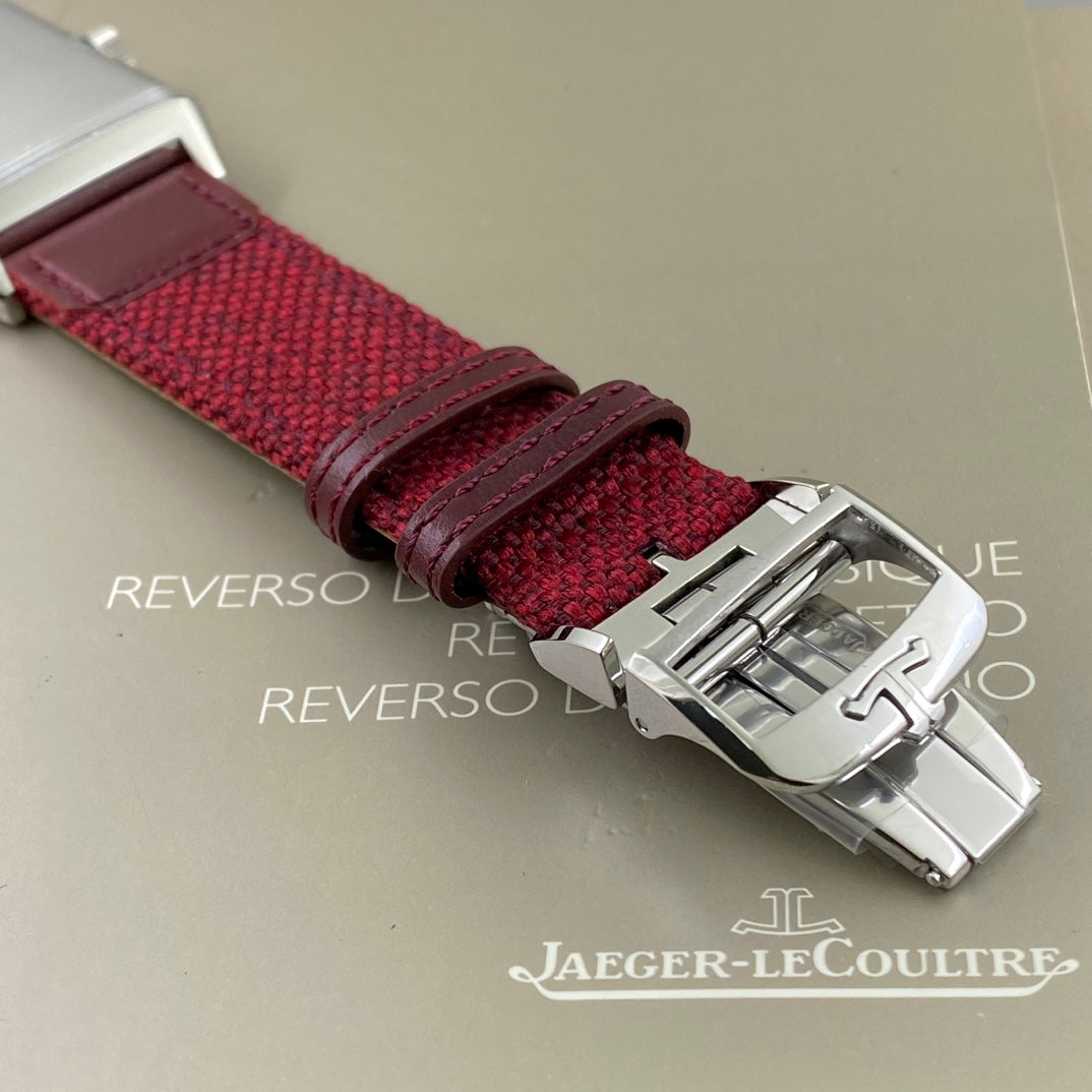 Jaeger-LeCoultre Reverso Tribute Small Seconds – Burgundy Red Dial, Stainless Steel Case, Leather Strap