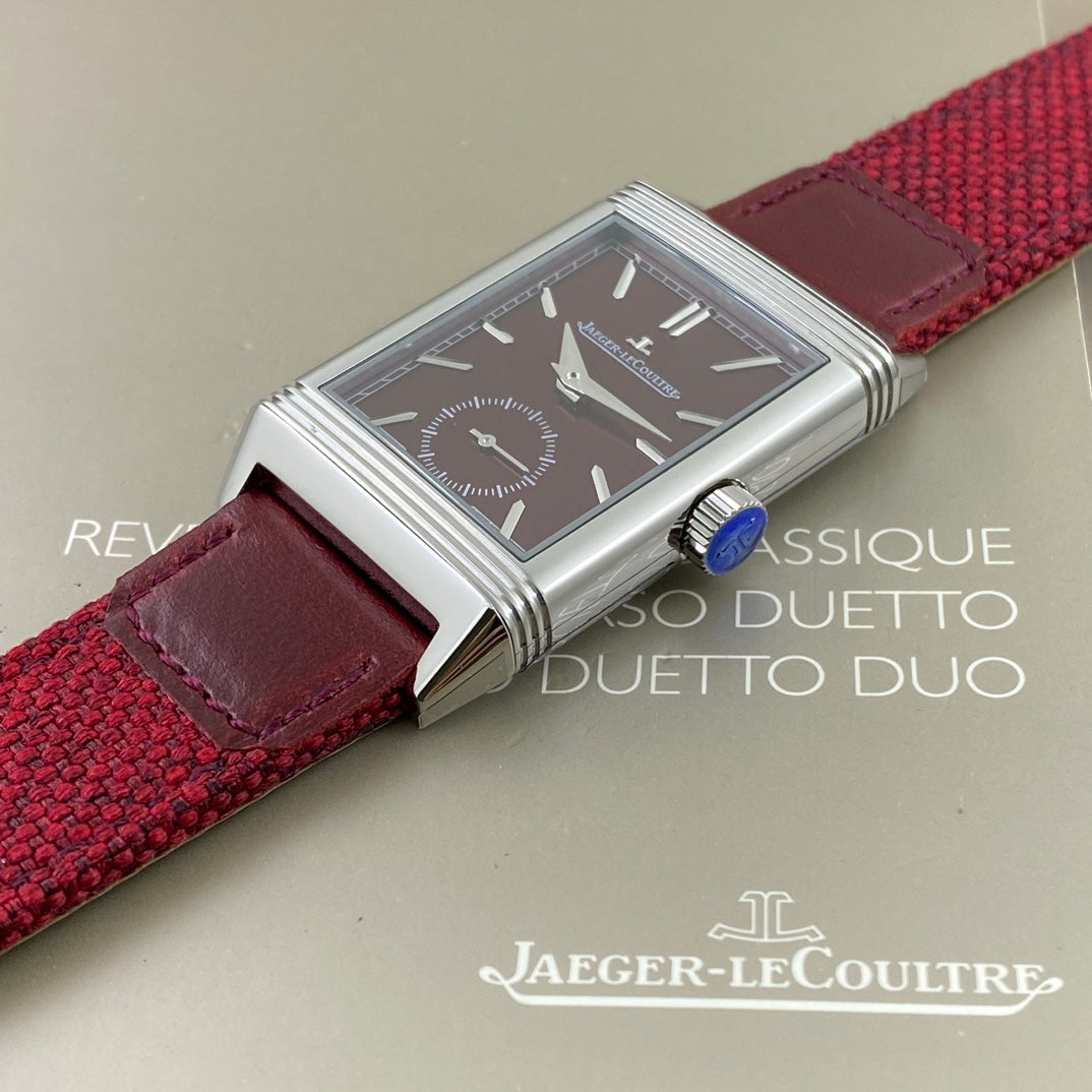 Jaeger-LeCoultre Reverso Tribute Small Seconds – Burgundy Red Dial, Stainless Steel Case, Leather Strap