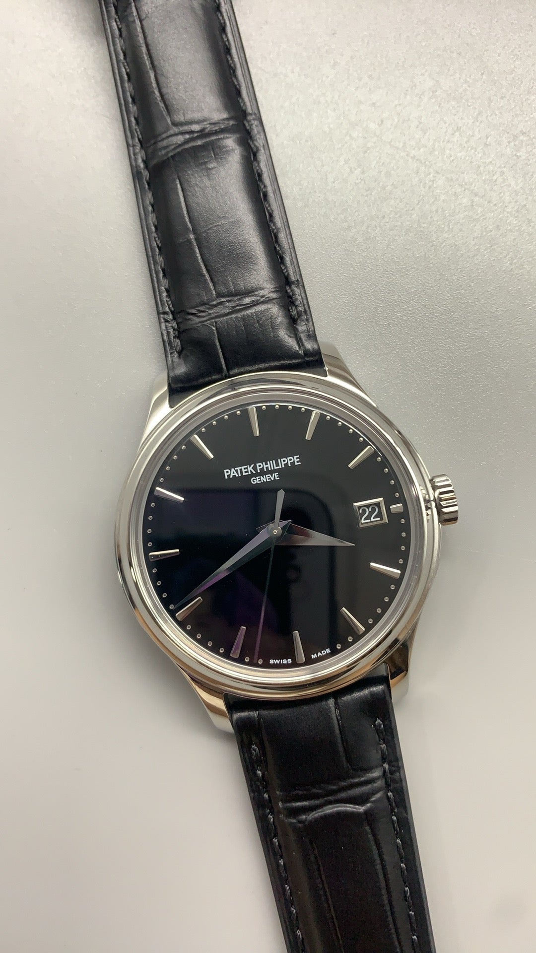 Patek Philippe Calatrava 39mm White Gold with Black Leather Strap
