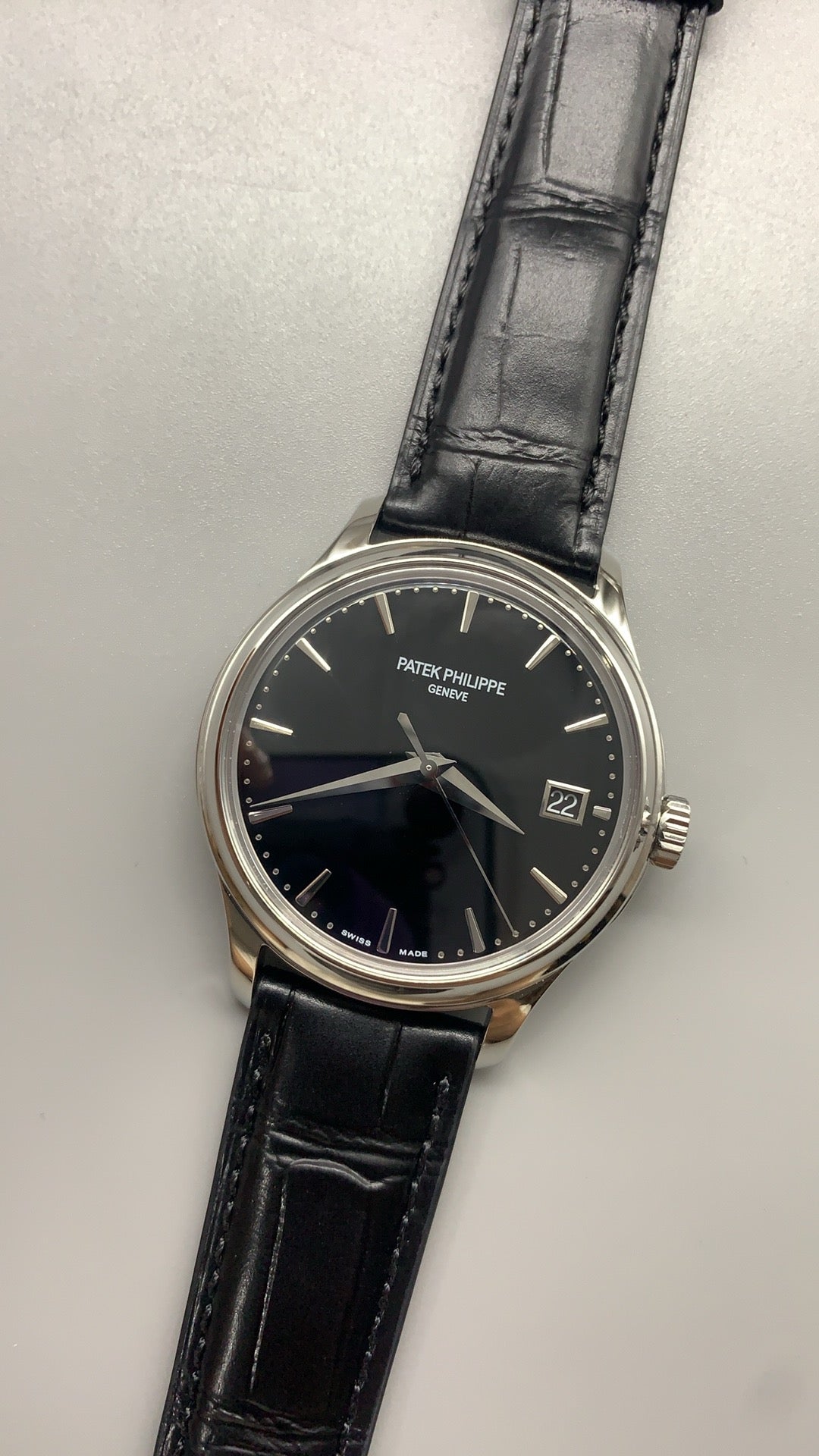 Patek Philippe Calatrava 39mm White Gold with Black Leather Strap