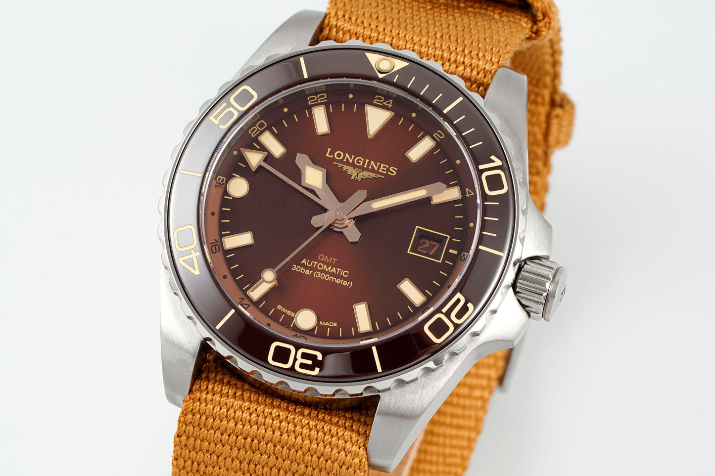 Longines HydroConquest GMT L3.790.4.66.2 – Brown Dial with NATO Strap