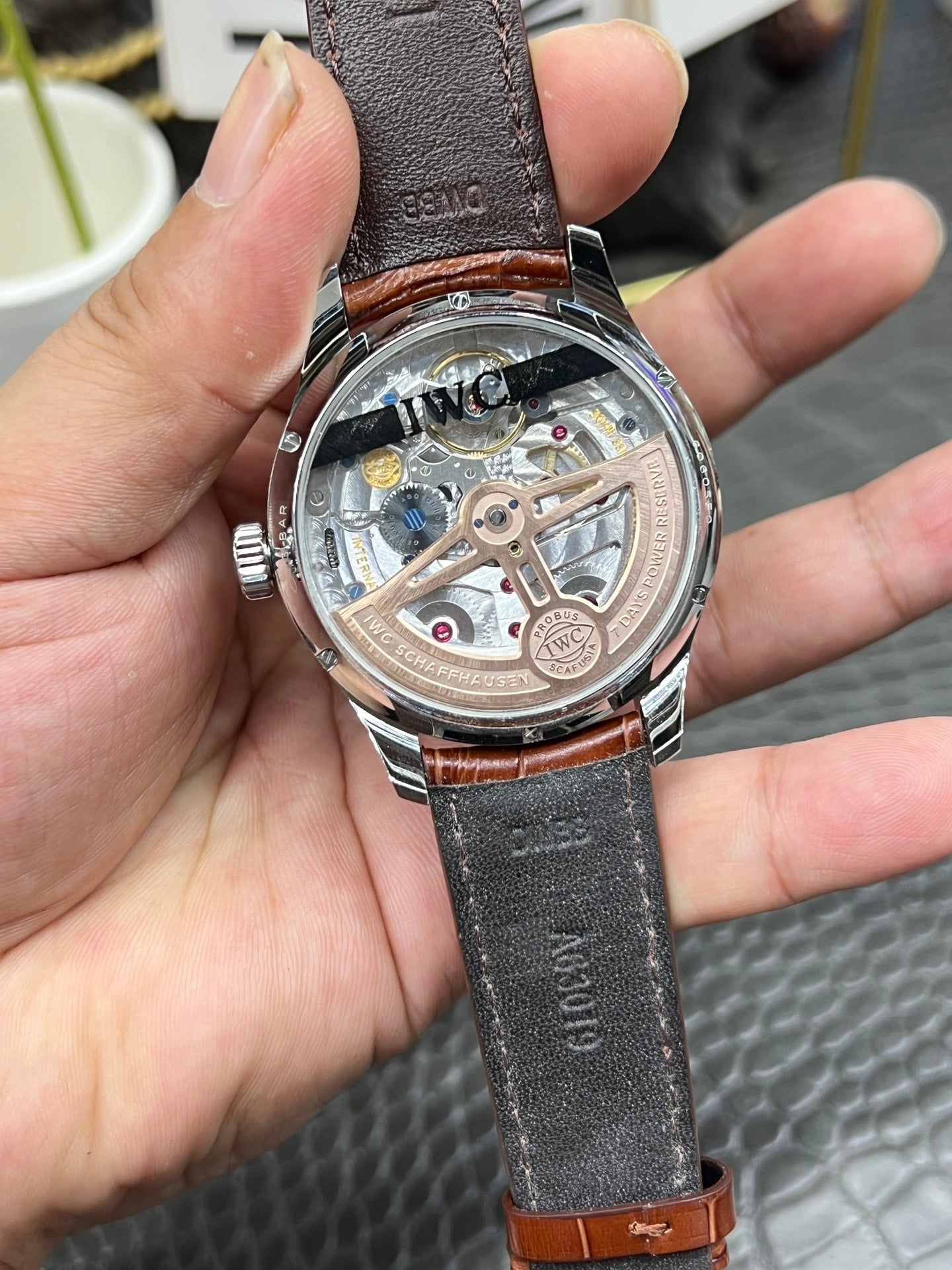 IWC Portugieser Perpetual Calendar with Silver Dial & Brown Alligator Strap