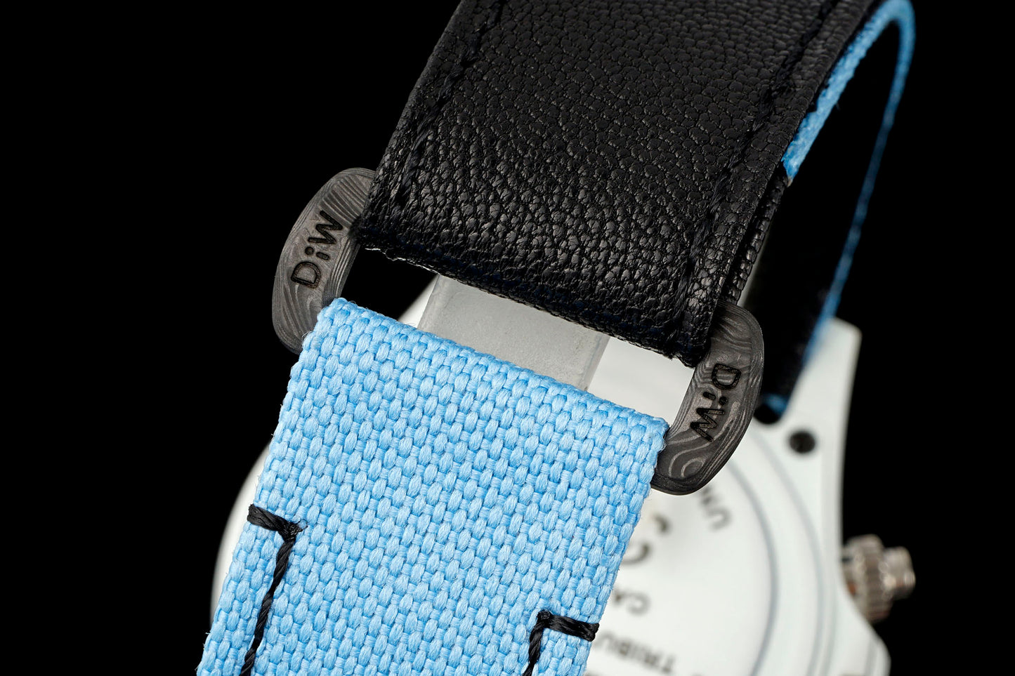 Custom Rolex Cosmograph Daytona DiW Carbon Fiber Watch with Blue Canvas Strap