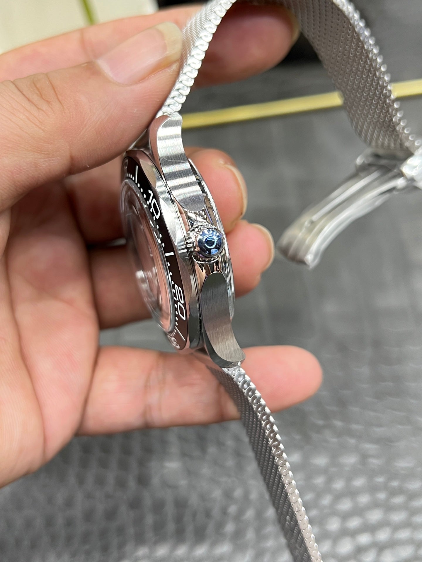 Omega Seamaster Diver 300M 42mm Black Dial Co-Axial Master Chronometer with Stainless Steel Mesh Bracelet