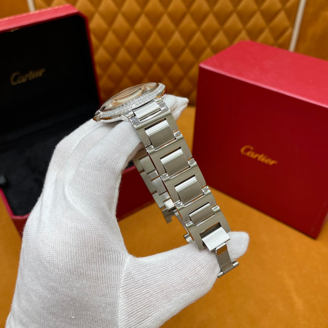 Cartier Ballon Bleu Stainless Steel Diamond Bezel Watch