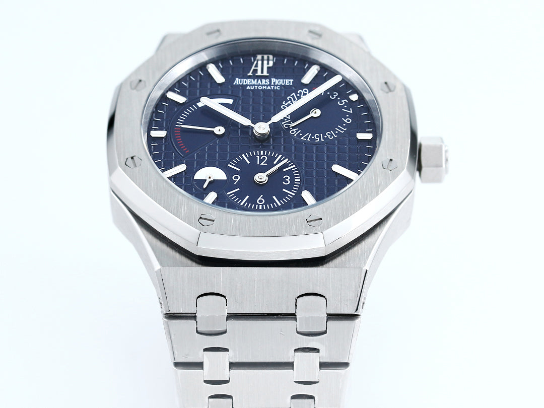 Audemars Piguet Royal Oak Dual Time Stainless Steel Blue Grande Tapisserie Dial