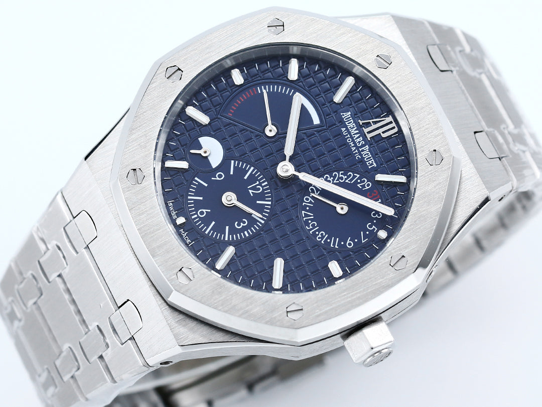 Audemars Piguet Royal Oak Dual Time Stainless Steel Blue Grande Tapisserie Dial