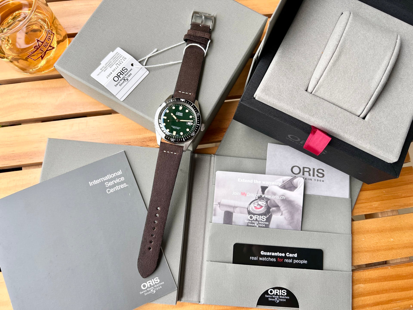 Oris Divers Sixty-Five Automatic Men’s Watch with Green Dial & Brown Leather Strap