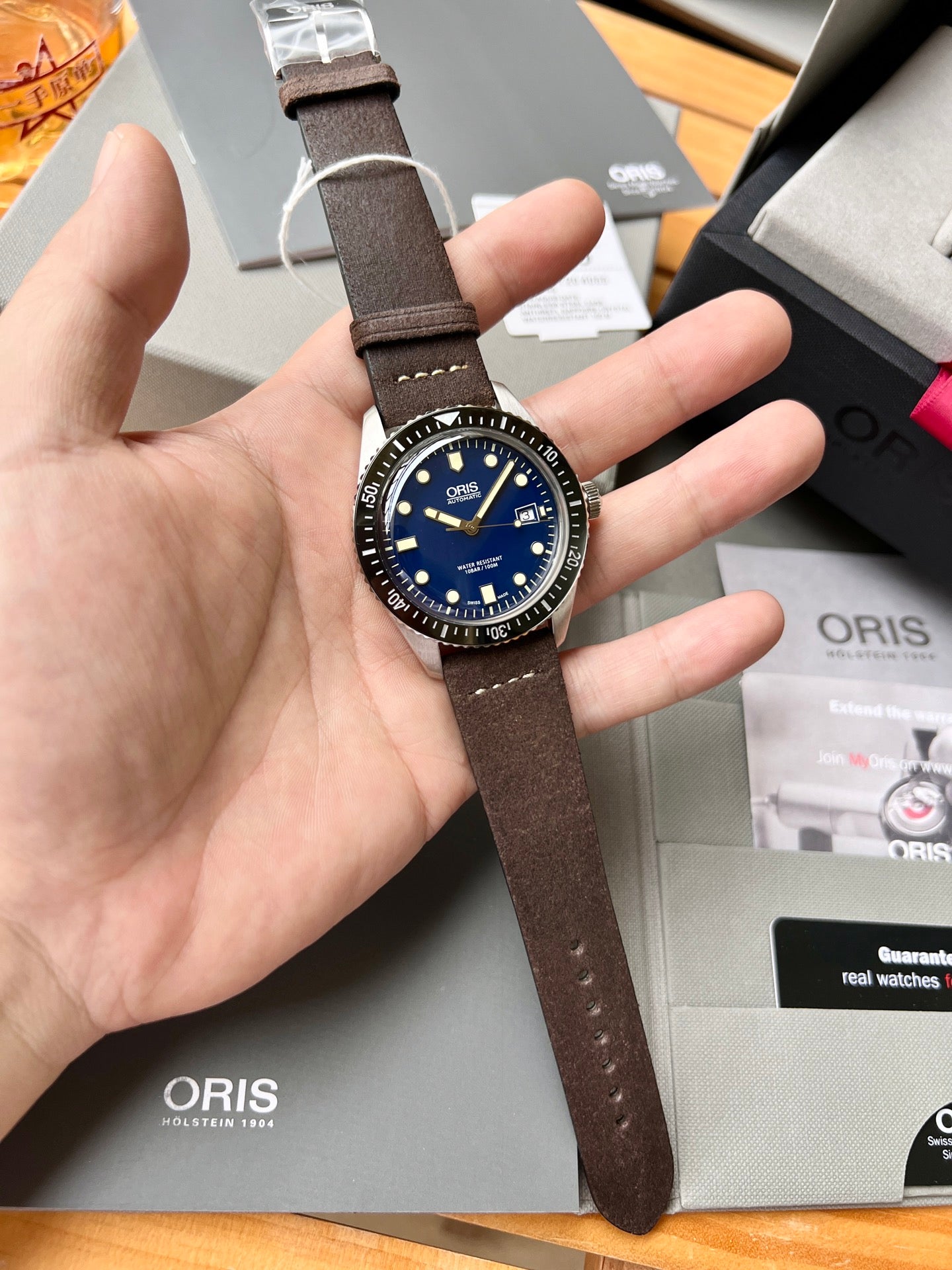 Oris Divers Sixty-Five Automatic Men’s Watch with Blue Dial & Brown Leather Strap