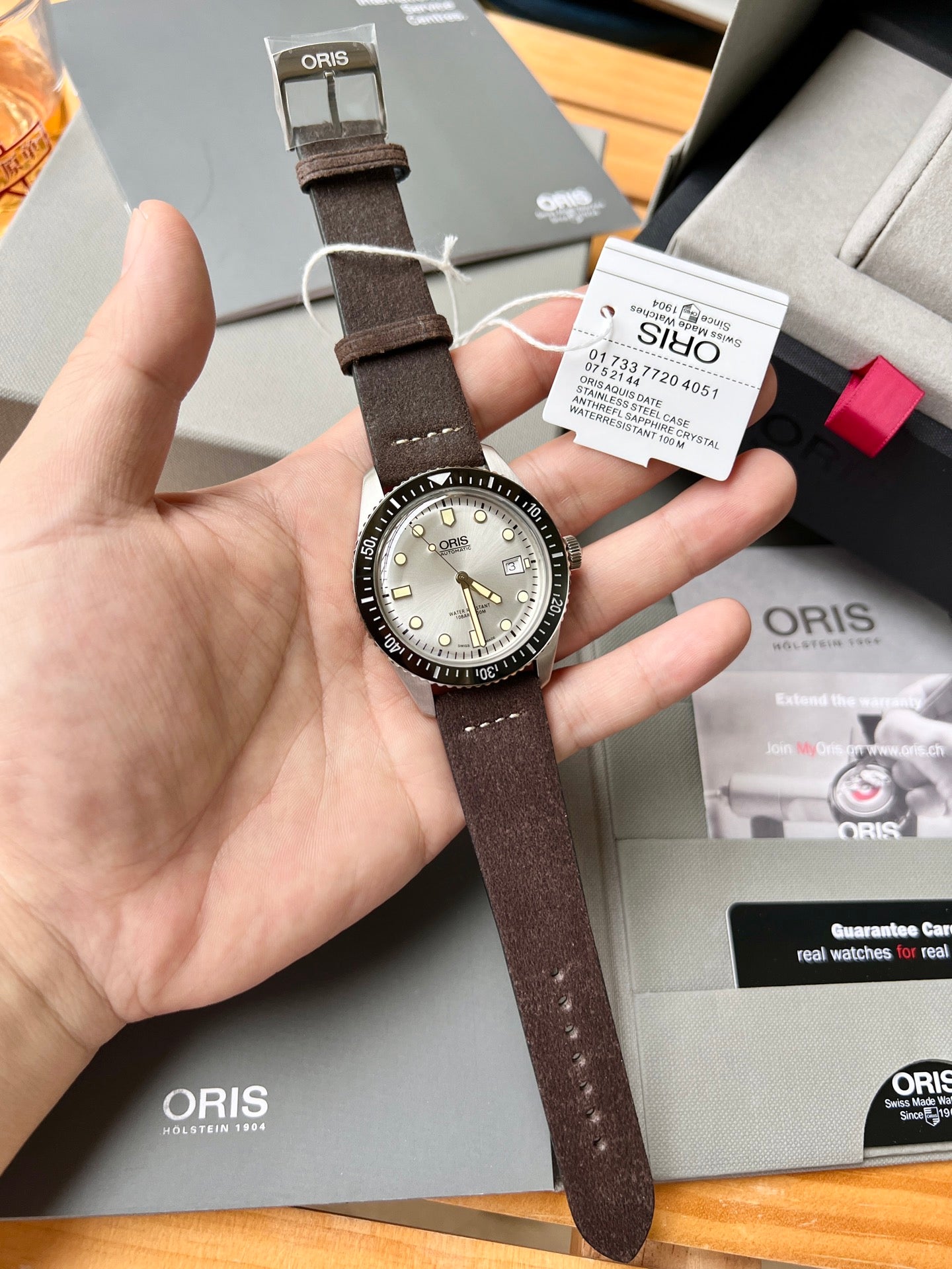 Oris Divers Sixty-Five Calibre 400 Watch – Silver-Grey Dial with Brown Leather Strap