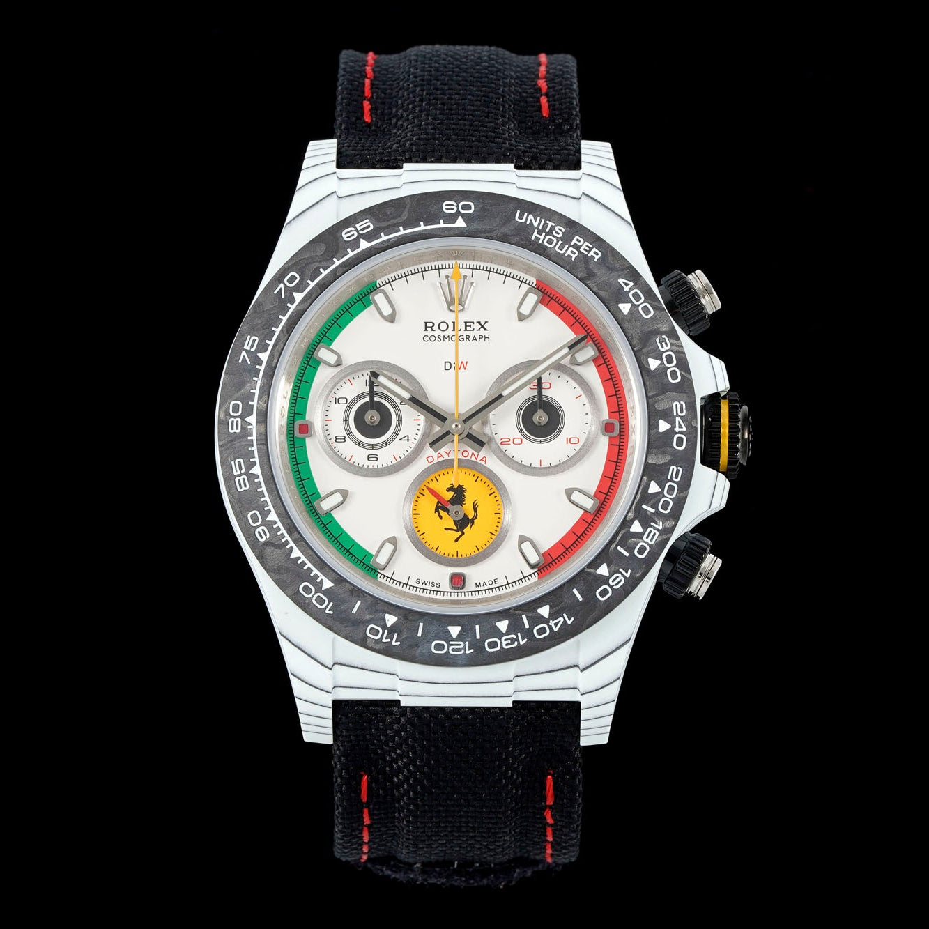 Custom Ferrari-Inspired Rolex Cosmograph Daytona Carbon Fiber Watch