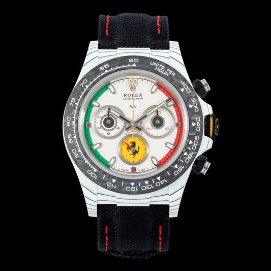 Custom Ferrari-Inspired Rolex Cosmograph Daytona Carbon Fiber Watch