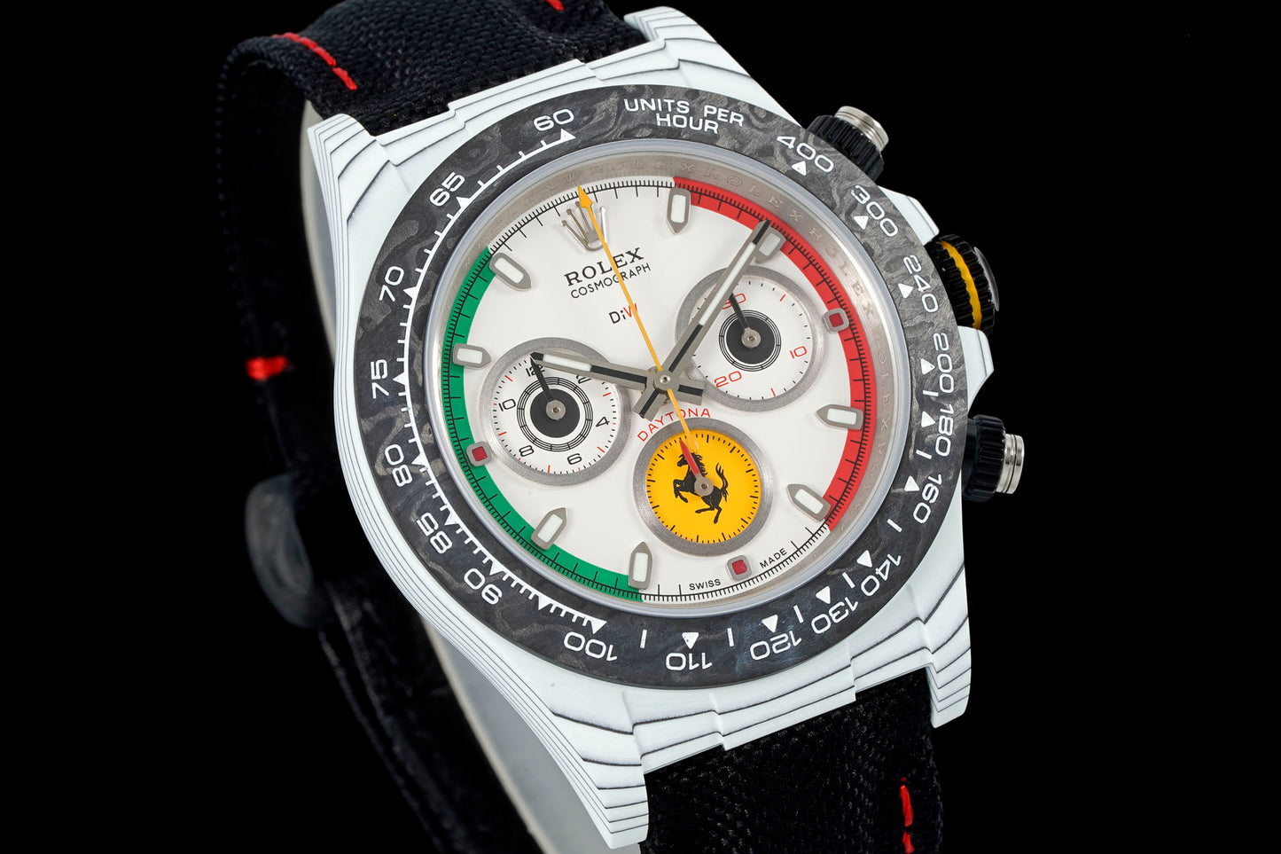 Custom Ferrari-Inspired Rolex Cosmograph Daytona Carbon Fiber Watch