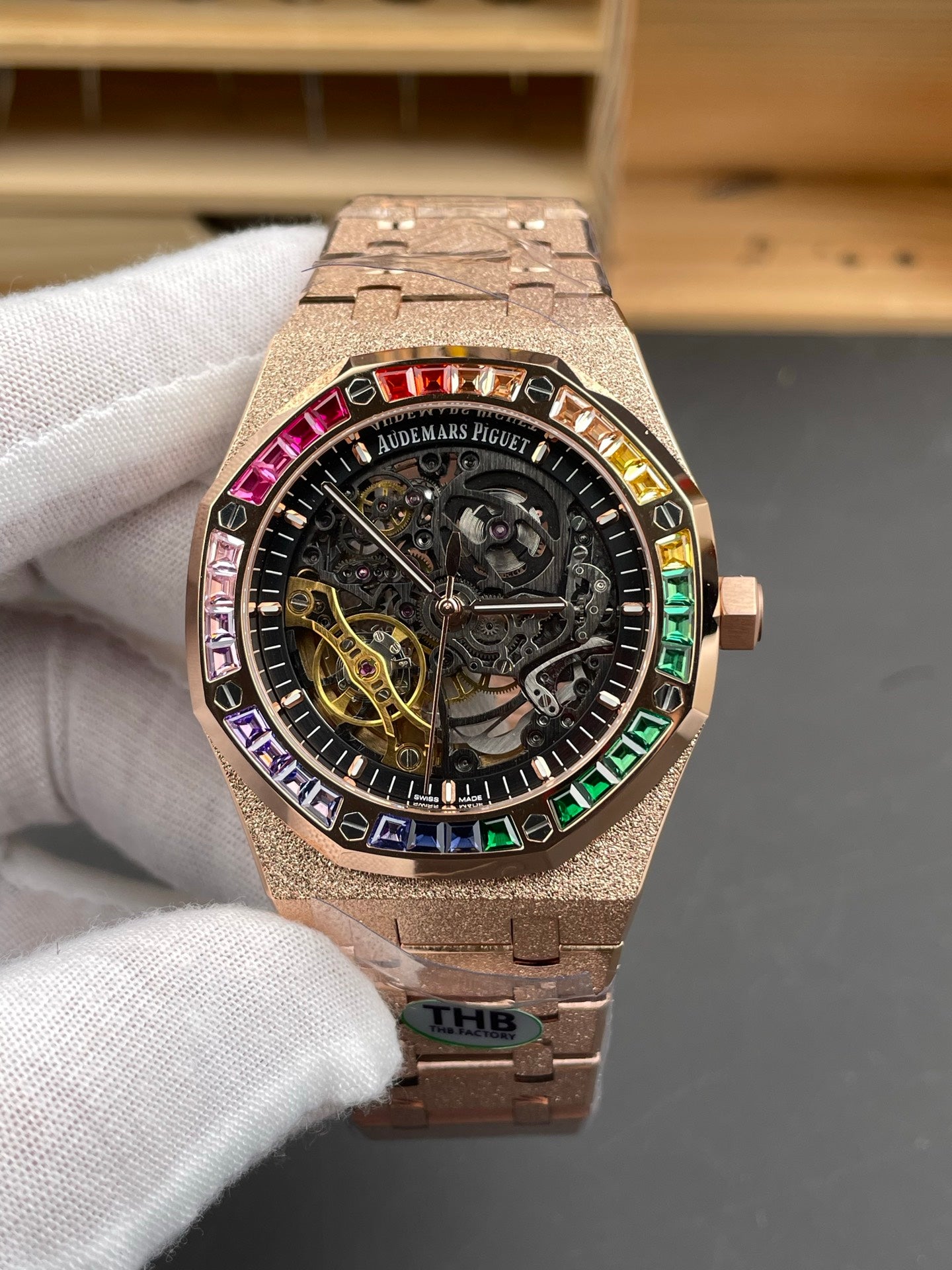 Audemars Piguet Royal Oak Frosted Gold Rainbow Bezel