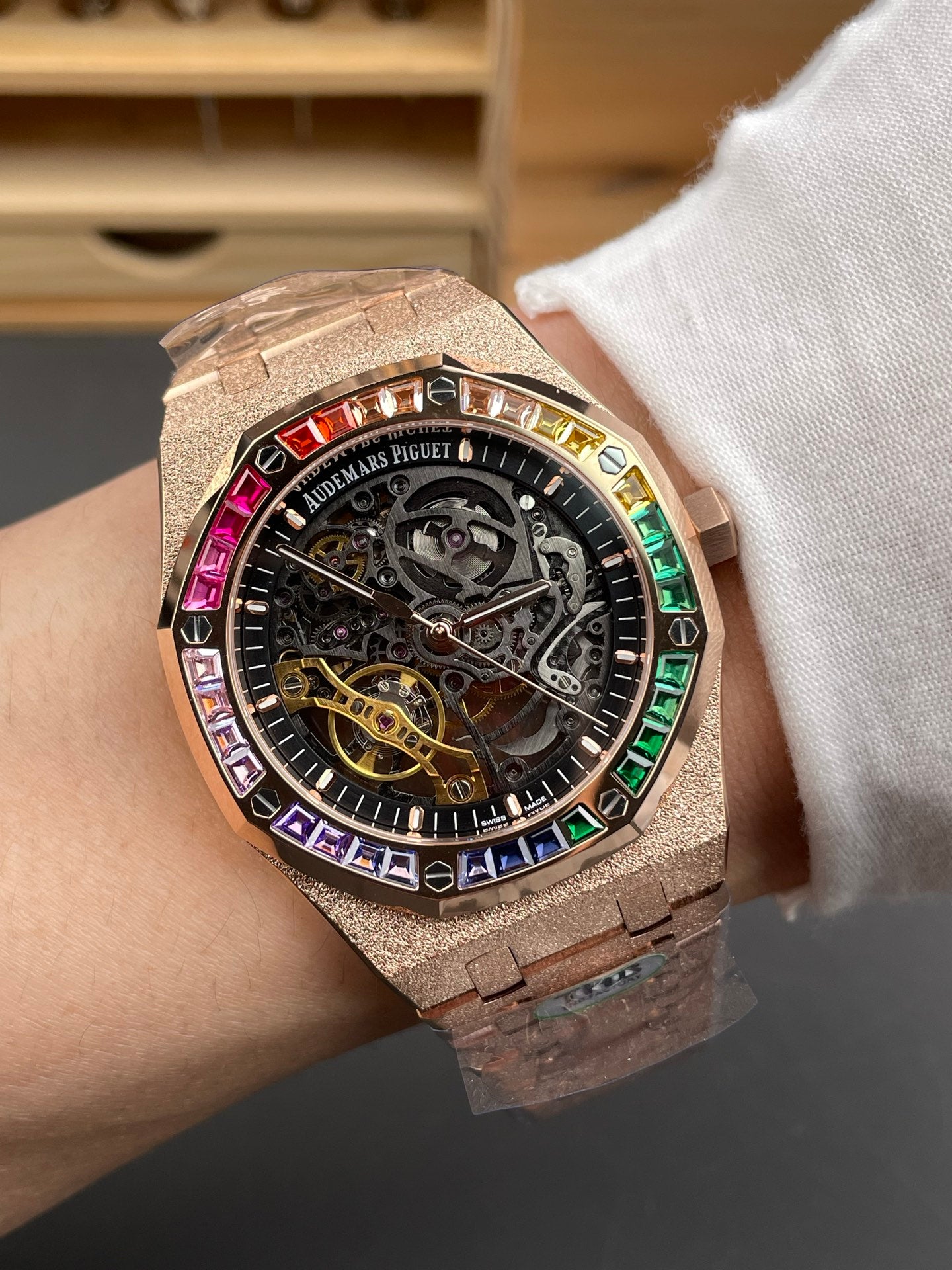 Audemars Piguet Royal Oak Frosted Gold Rainbow Bezel