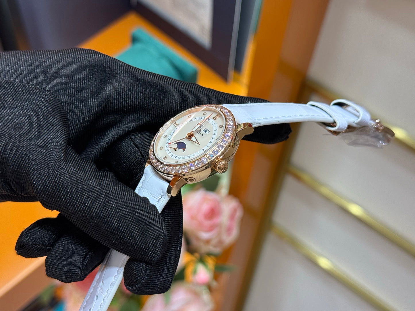 Blancpain Ladybird Quantième Complet Rose Gold Watch with Diamond Bezel & Mother-of-Pearl Dial