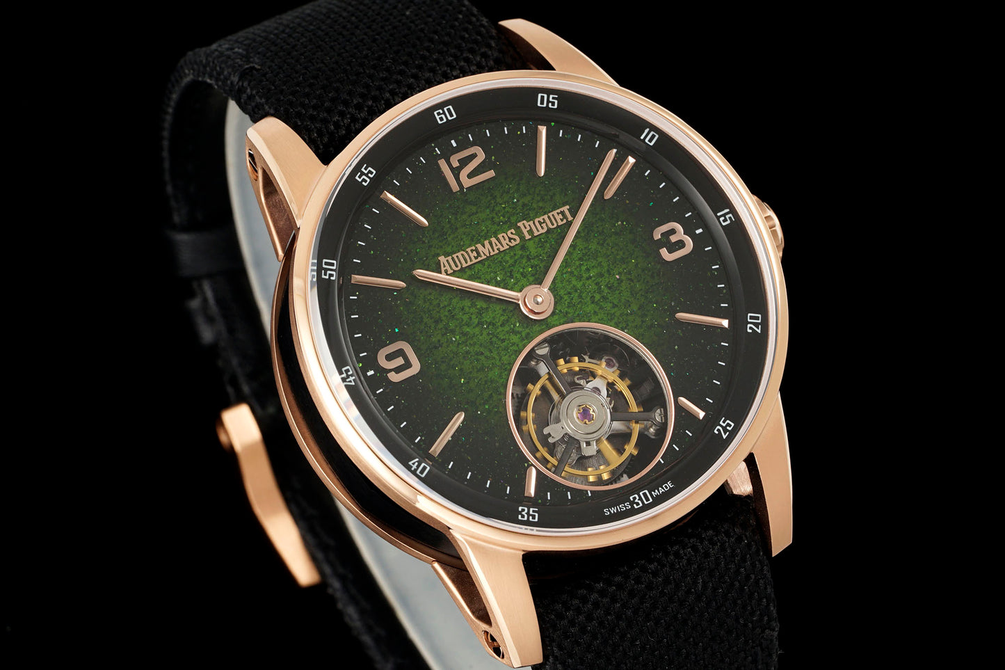 Audemars Piguet Code 11.59 Selfwinding Flying Tourbillon – 18K Rose Gold, Green Dial, Black Strap