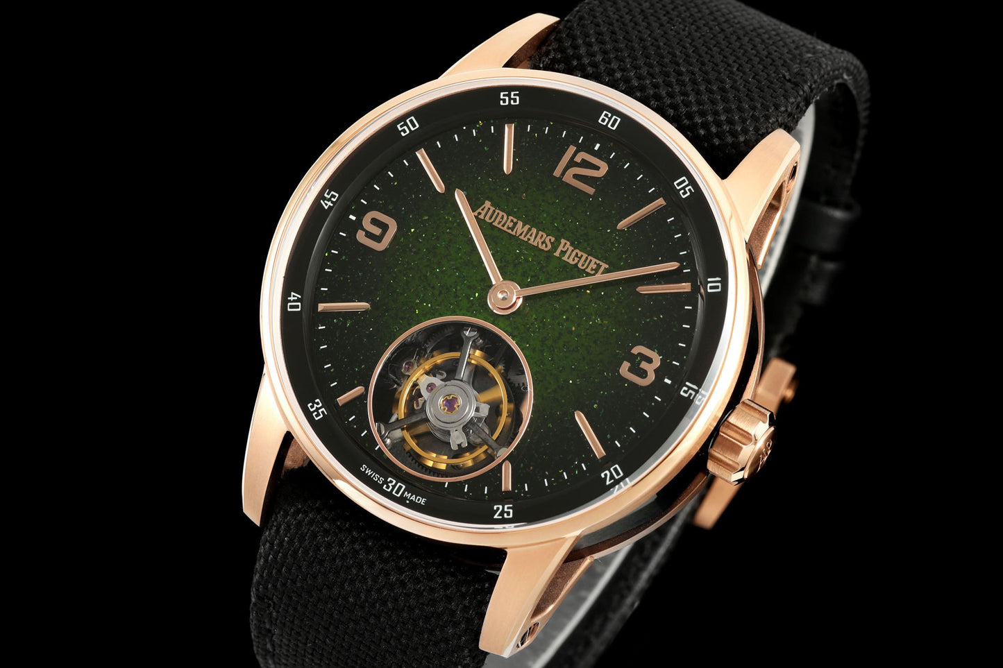 Audemars Piguet Code 11.59 Selfwinding Flying Tourbillon – 18K Rose Gold, Green Dial, Black Strap